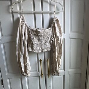 Bohme Cream Smocked Off-Shoulder Blouse